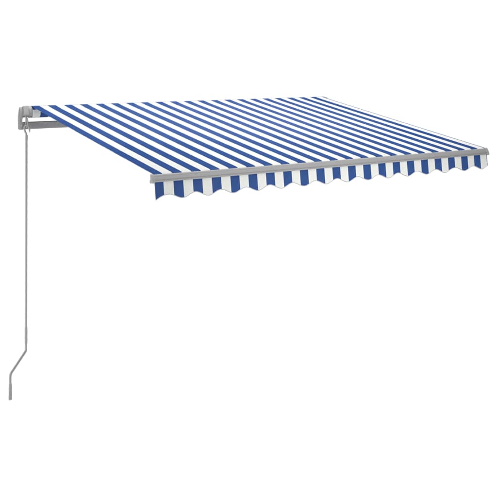 Tenda da Sole Retrattile Manuale con LED 300x250cm Blu e Bianco - homemem39
