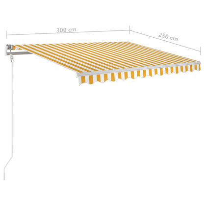 Tenda Automatica con Sensore Vento LED 300x250 cm Gialla/Bianca