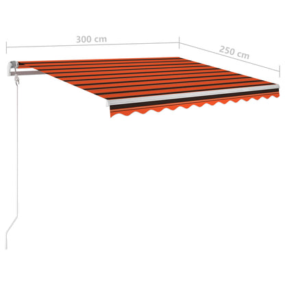 Tenda Automatica Sensore Vento LED 300x250 cm Arancione/Marrone