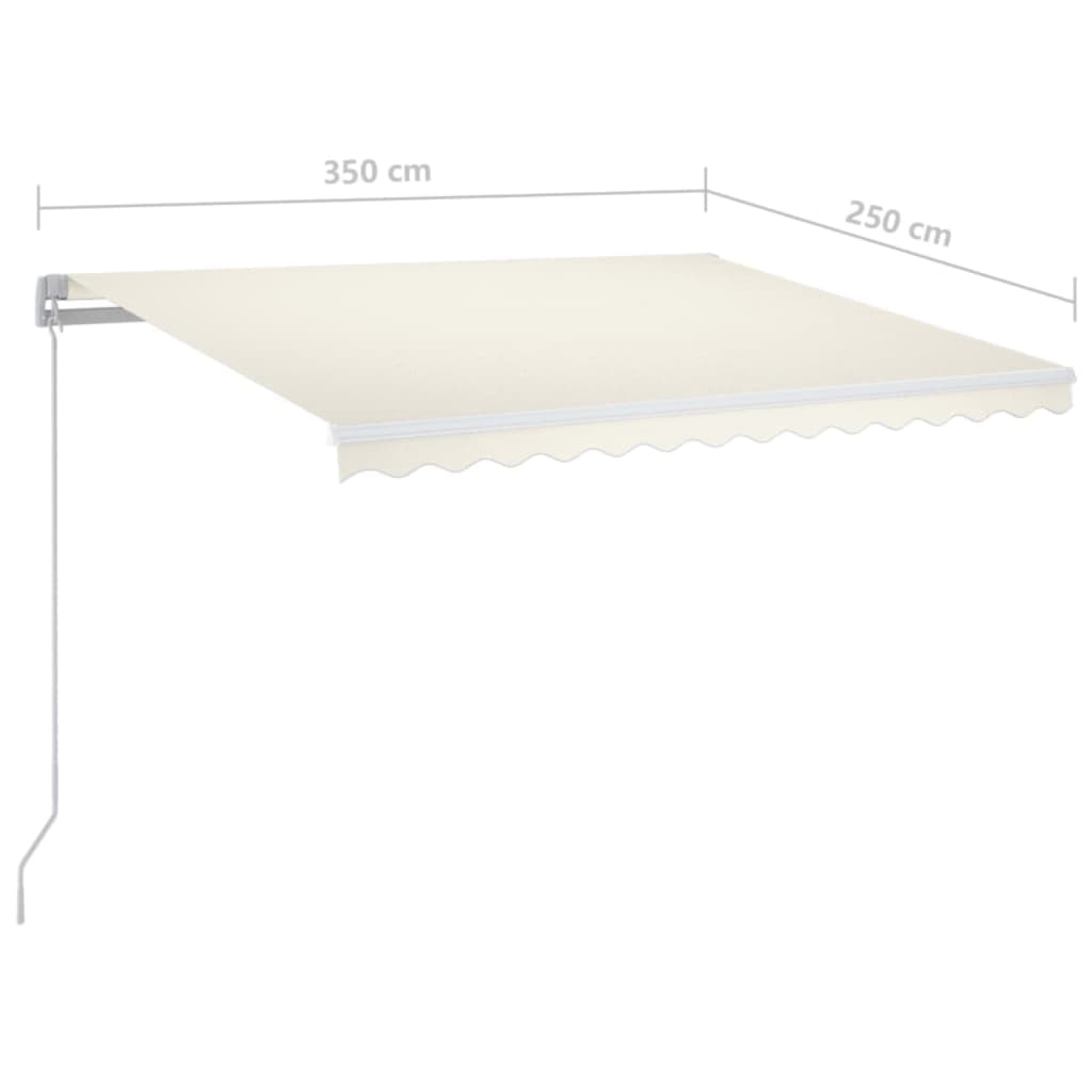 Tenda da Sole Retrattile Manuale con LED 350x250 cm Crema | homemem39