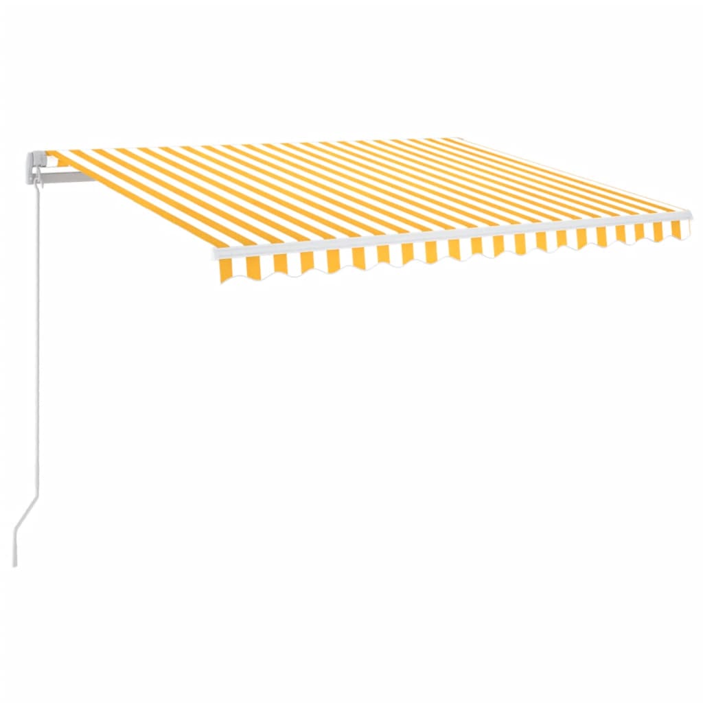 Tenda da Sole Retrattile Manuale LED 350x250 cm Gialla e Bianca | homemem39