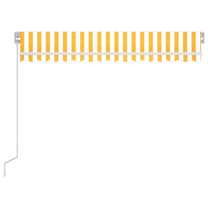 Tenda da Sole Retrattile Manuale LED 350x250 cm Gialla e Bianca | homemem39