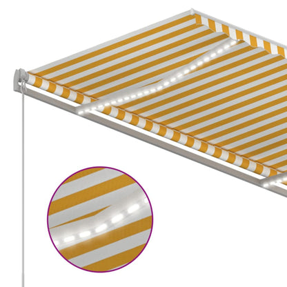 Tenda da Sole Retrattile Manuale LED 350x250 cm Gialla e Bianca | homemem39