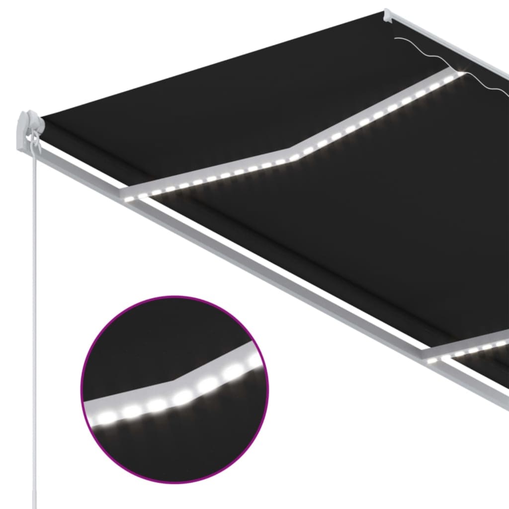 Tenda da Sole Retrattile Manuale con LED 350x250 cm Antracite | homemem39