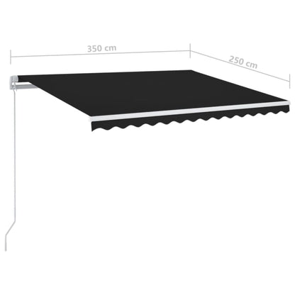 Tenda da Sole Retrattile Manuale con LED 350x250 cm Antracite | homemem39