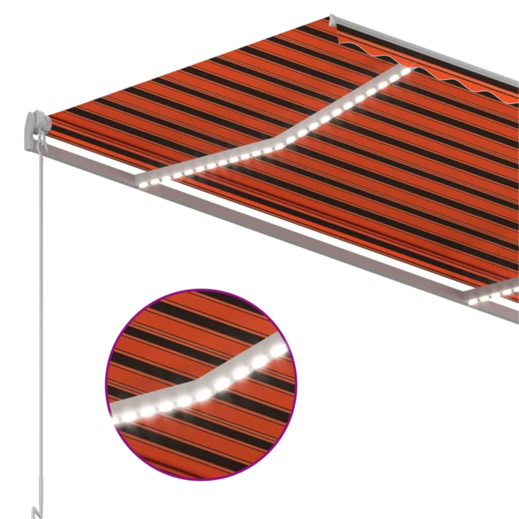 Tenda da Sole Retrattile con LED 350x250 cm Arancione e Marrone | homemem39