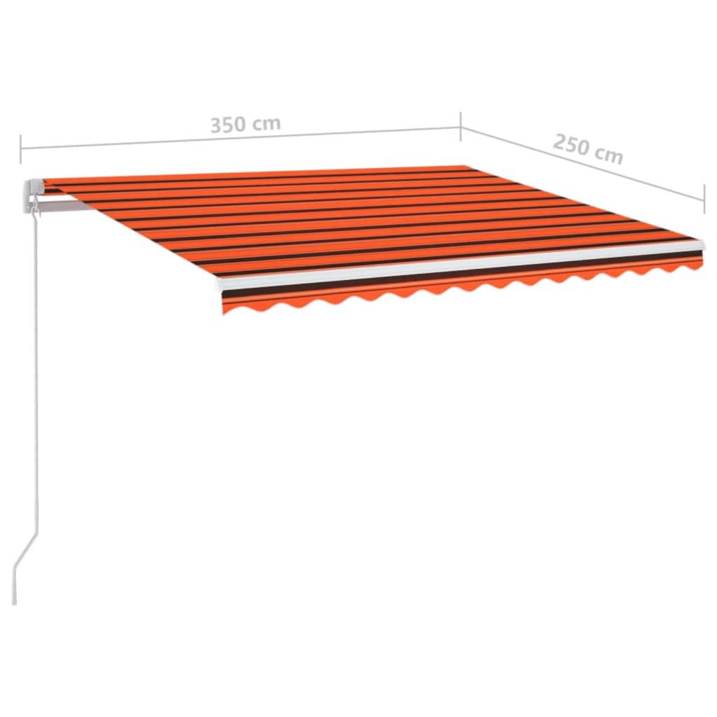 Tenda da Sole Retrattile con LED 350x250 cm Arancione e Marrone | homemem39