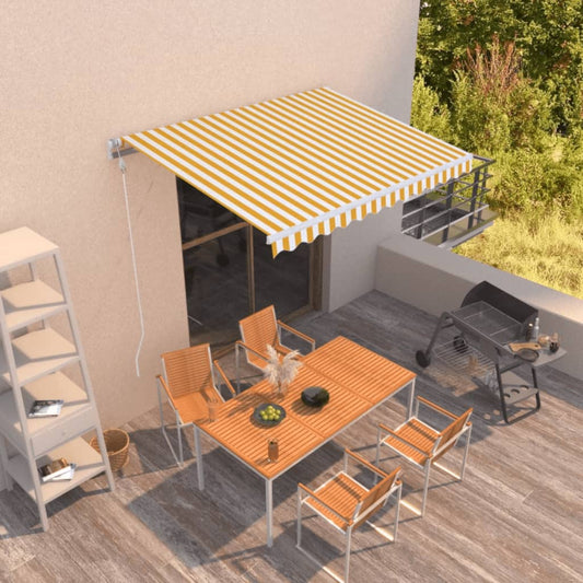 Automatic Retractable Awning 350x250 cm Yellow and White