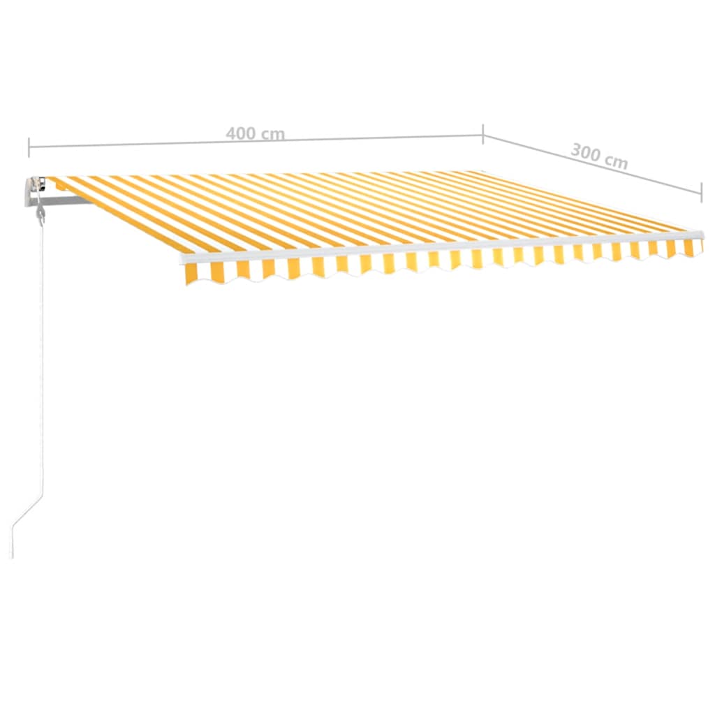 Tenda Automatica con Sensore Vento LED 400x300 cm Gialla Bianca | homemem39