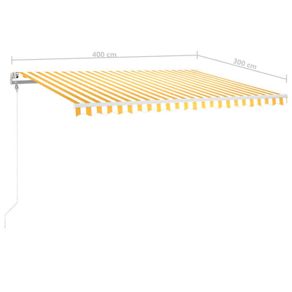Tenda Automatica con Sensore Vento LED 400x300 cm Gialla Bianca | homemem39