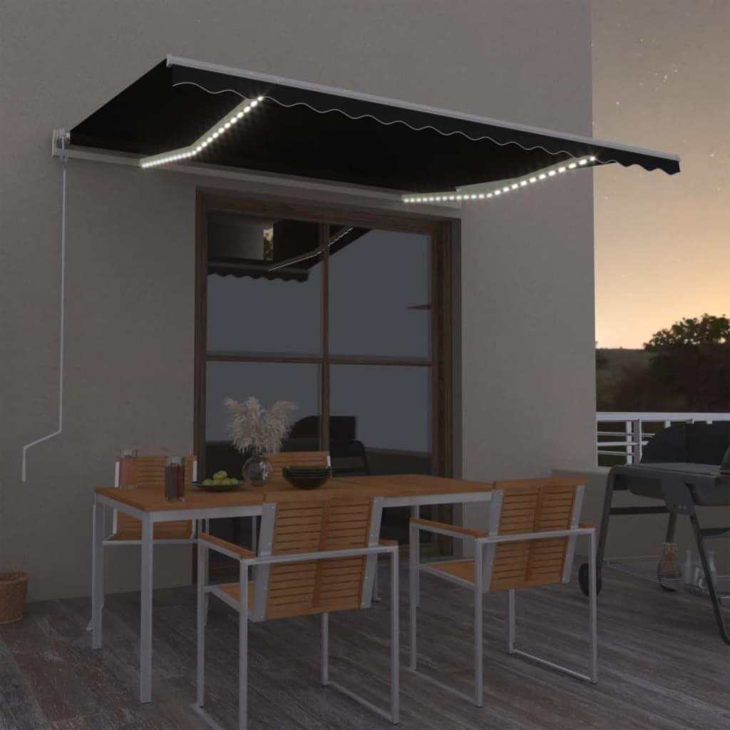Tenda Automatica con Sensore Vento e LED 400x300 cm Antracite | homemem39