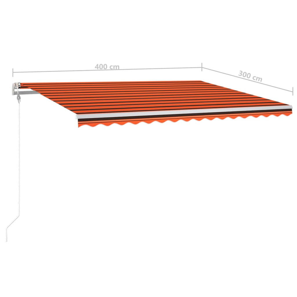 Tenda Automatica Sensore Vento e LED 400x300 cm Arancio Marrone