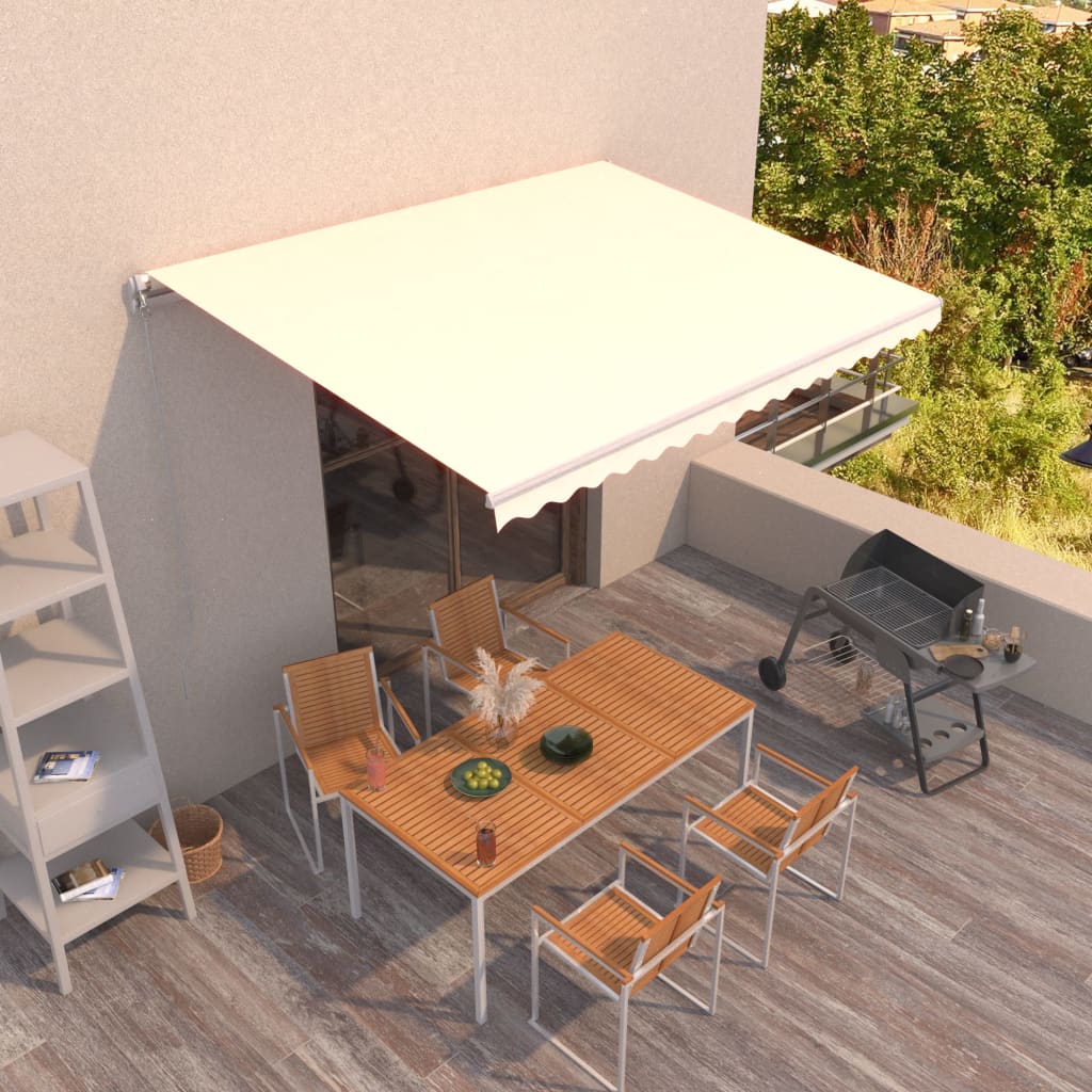 Tenda da Sole Retrattile Manuale 450x300 cm Crema | homemem39