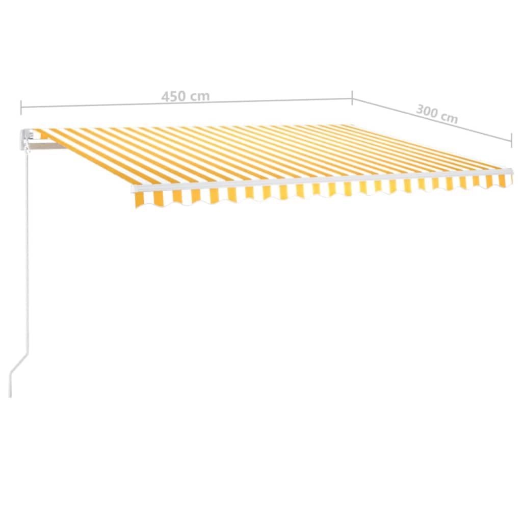 Tenda da Sole Retrattile Manuale 450x300 cm Gialla e Bianca