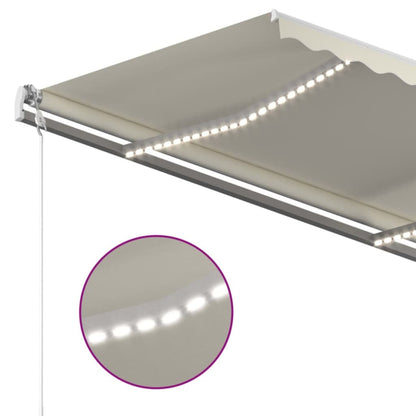 Tenda da Sole Retrattile Manuale con LED 450x300 cm Crema | homemem39