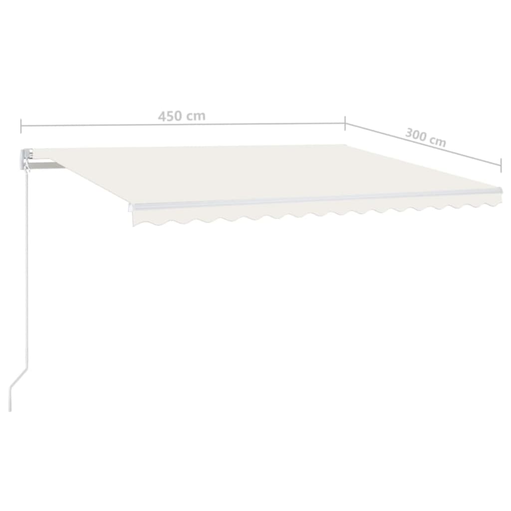 Tenda da Sole Retrattile Manuale con LED 450x300 cm Crema | homemem39