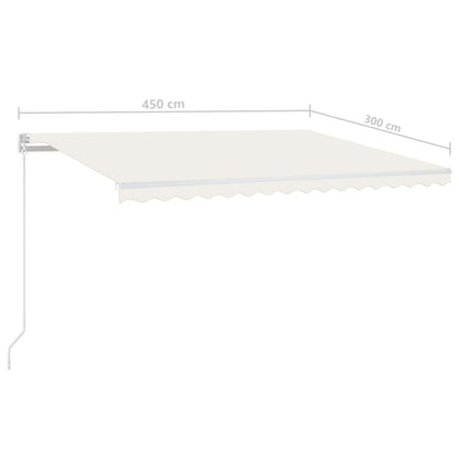 Tenda da Sole Retrattile Manuale con LED 450x300 cm Crema | homemem39