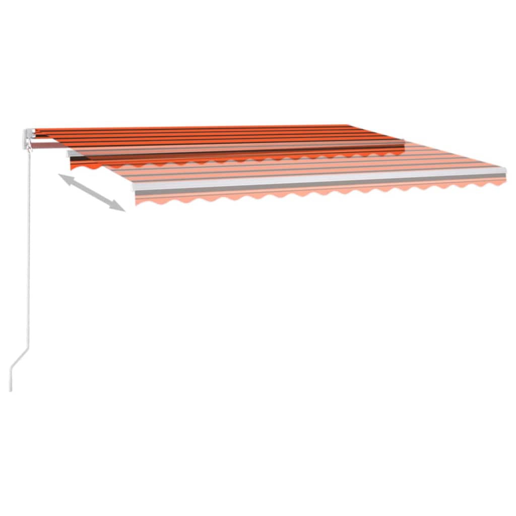Tenda da Sole Retrattile Manuale LED 450x300 cm Arancio Marrone | homemem39