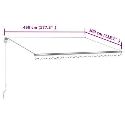 Tenda da Sole Retrattile Automatica 450x300 cm Gialla e Bianca