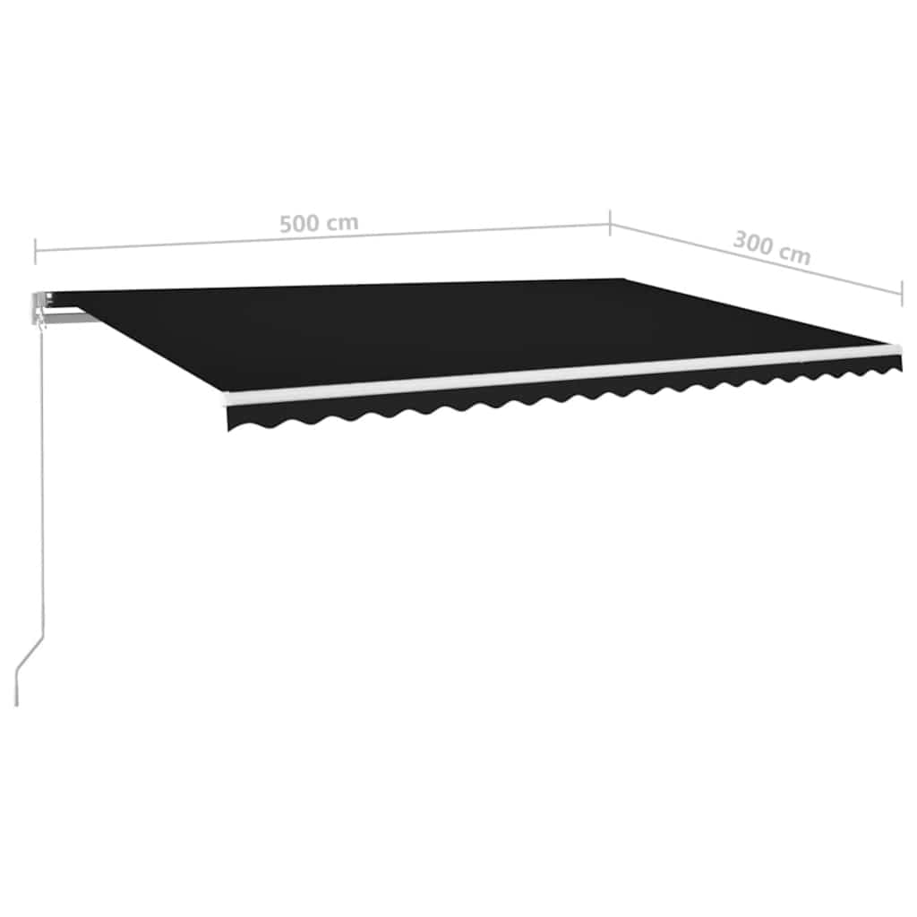 Tenda da Sole Retrattile Manuale con LED 500x300 cm Antracite | homemem39