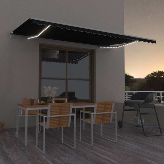 Tenda da Sole Retrattile Manuale con LED 500x300 cm Antracite - homemem39