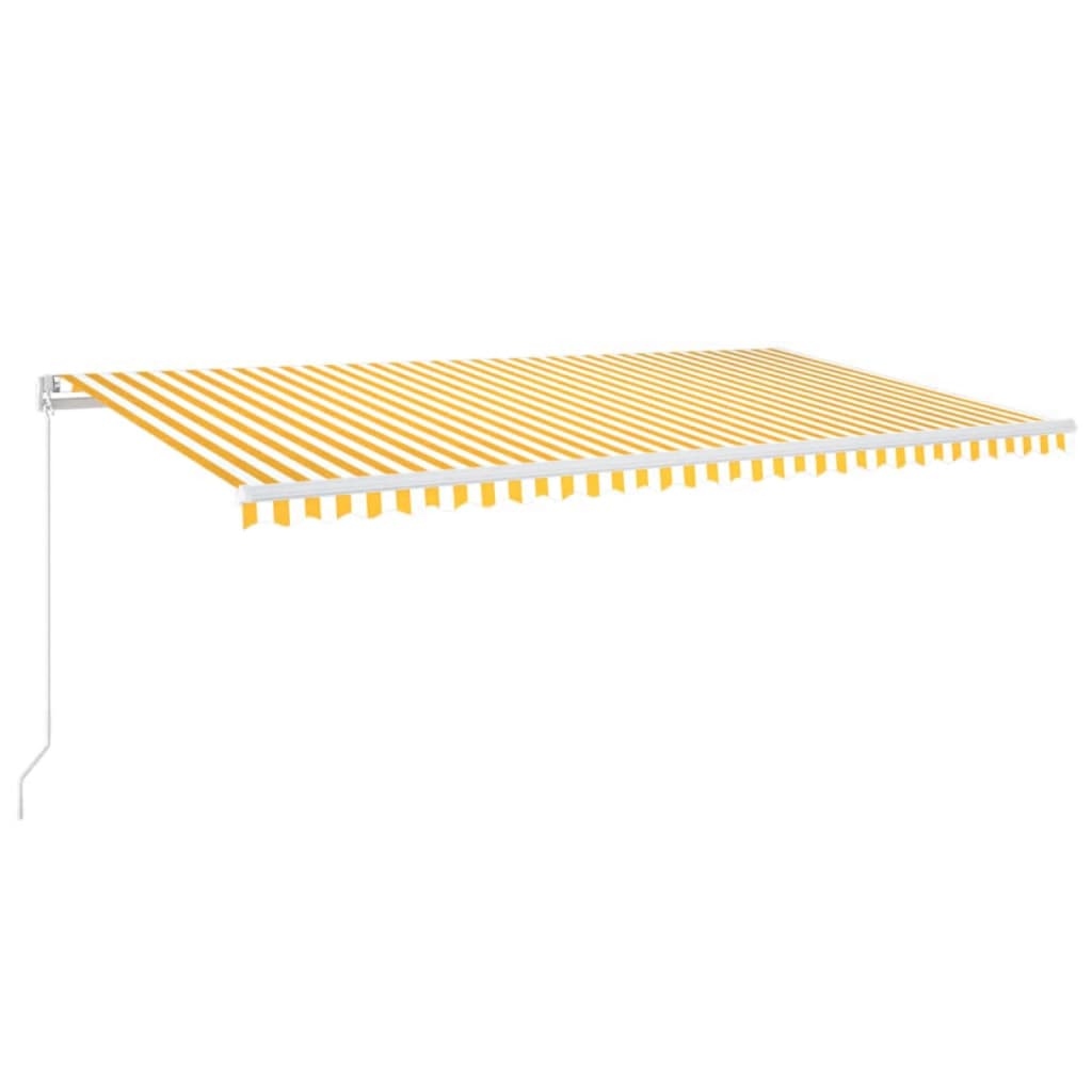 Tenda da Sole Retrattile Manuale e LED 600x300cm Gialla Bianca