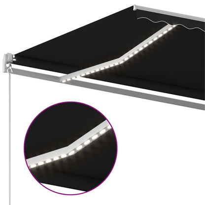 Tenda da Sole Retrattile Manuale con LED 600x300 cm Antracite | homemem39