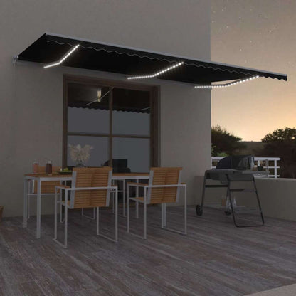 Tenda da Sole Retrattile Manuale con LED 600x300 cm Antracite | homemem39