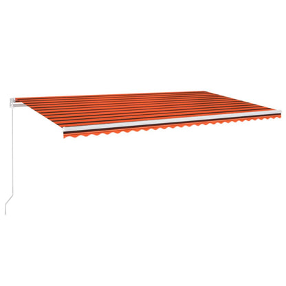Tenda Retrattile Manuale con LED 600x300 cm Arancione e Marrone