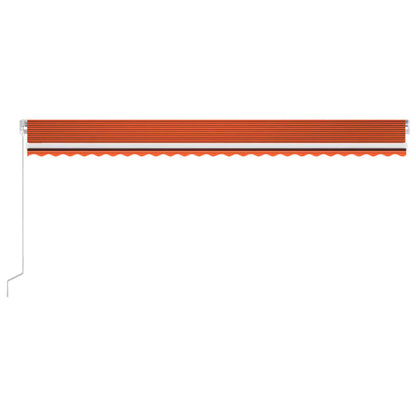 Tenda Retrattile Manuale con LED 600x300 cm Arancione e Marrone