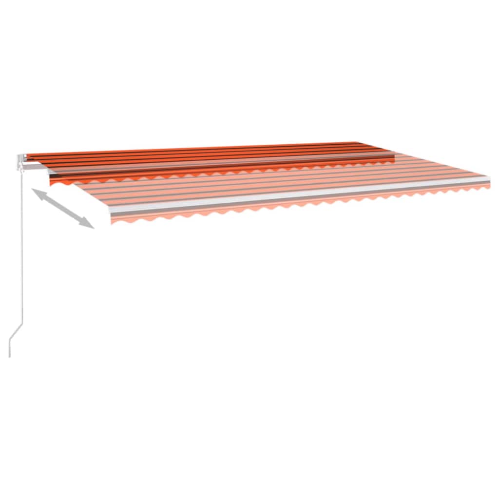 Tenda Retrattile Manuale con LED 600x300 cm Arancione e Marrone