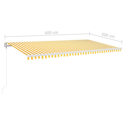 Tenda Automatica con Sensore Vento LED 600x300 cm Gialla Bianca
