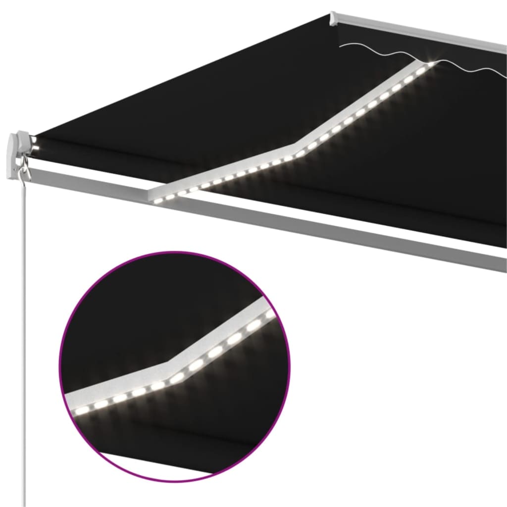 Tenda da Sole Retrattile Manuale con LED 400x350 cm Antracite | homemem39