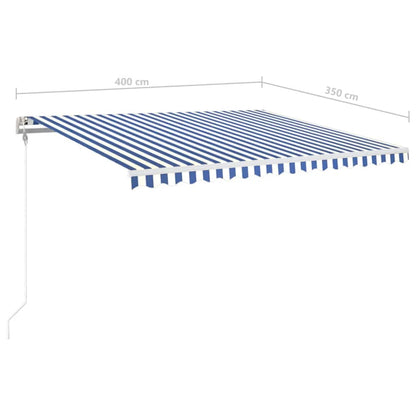 Tenda Automatica con Sensore Vento e LED 400x350 cm Blu Bianca | homemem39