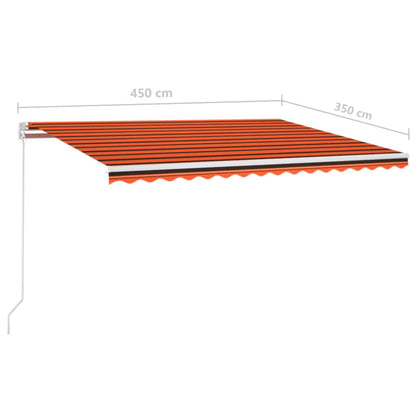 Tenda da Sole Retrattile Manuale 450x350 cm Arancione e Marrone - homemem39