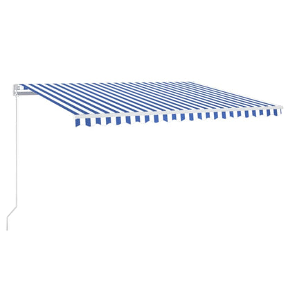 Tenda da Sole Retrattile Manuale con LED 450x350 cm Blu Bianca | homemem39