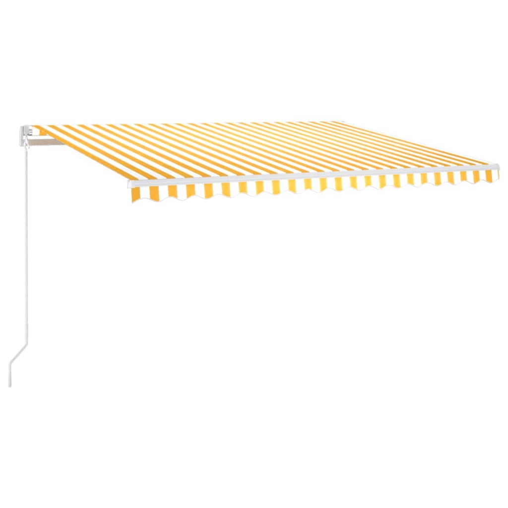 Tenda da Sole Retrattile Manuale LED 450x350 cm Giallo Bianco | homemem39