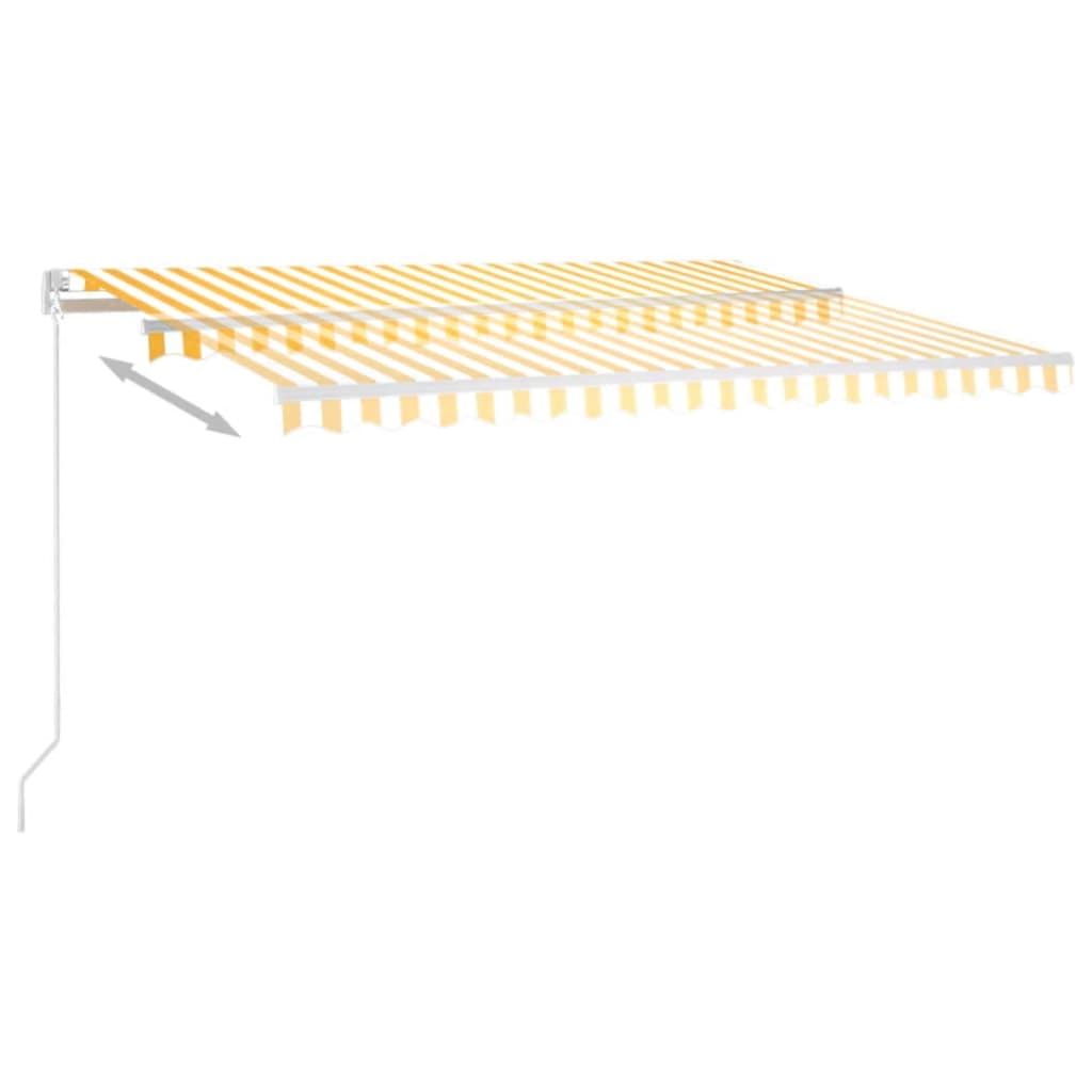 Tenda da Sole Retrattile Manuale LED 450x350 cm Giallo Bianco | homemem39