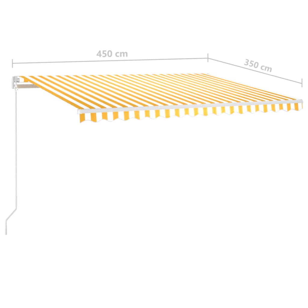Tenda da Sole Retrattile Manuale LED 450x350 cm Giallo Bianco | homemem39
