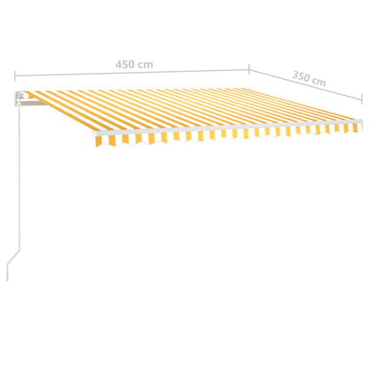 Tenda da Sole Retrattile Manuale LED 450x350 cm Giallo Bianco | homemem39