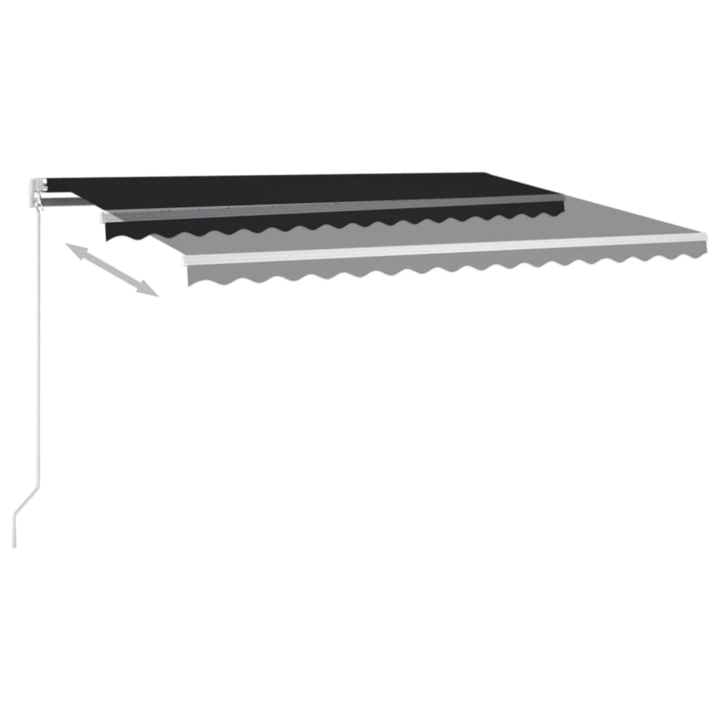 Tenda da Sole Retrattile Manuale LED 450x350 cm Antracite | homemem39