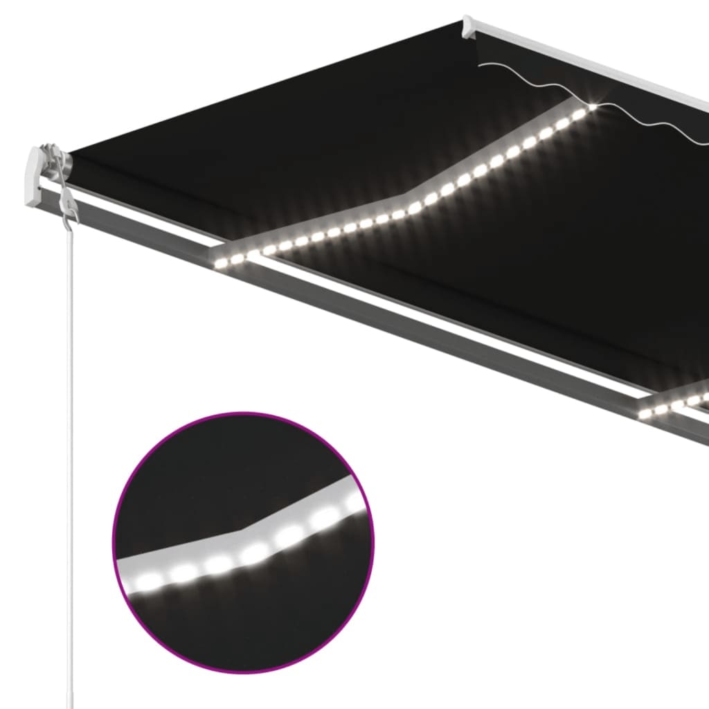 Tenda da Sole Retrattile Manuale LED 450x350 cm Antracite | homemem39
