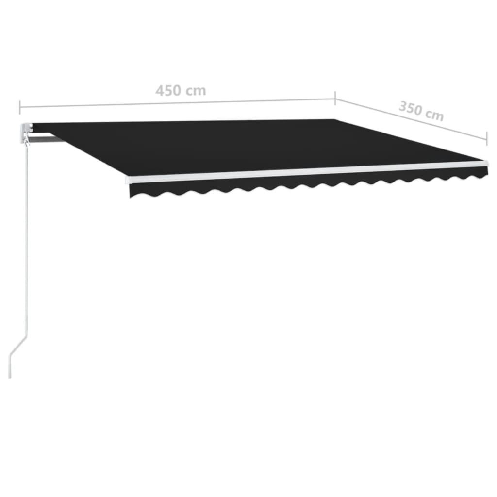Tenda da Sole Retrattile Manuale LED 450x350 cm Antracite | homemem39