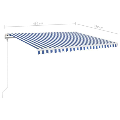 Tenda Automatica con Sensore Vento e LED 450x350 cm Blu Bianca