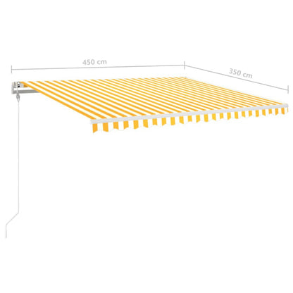 Automatic Awning with LED Wind Sensor 450x350 cm Yellow White