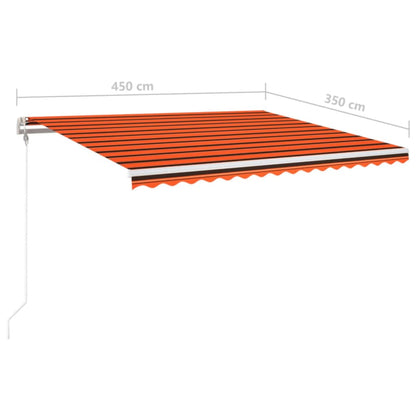 Tenda Automatica Sensore Vento e LED 450x350 cm Arancio Marrone