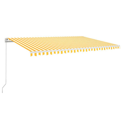 Tenda da Sole Retrattile Manuale LED 350x250 cm Gialla e Bianca
