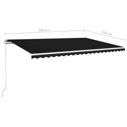 Tenda da Sole Retrattile Manuale con LED 500x350 cm Antracite | homemem39