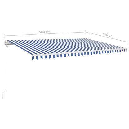 Tenda Automatica con Sensore Vento e LED 500x350 cm Blu Bianca | homemem39