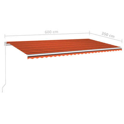 Tenda da Sole Retrattile Manuale LED 600x350 cm Arancio Marrone